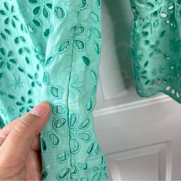 J.Crew New Eyelet Scalloped Shift Dress with Pockets Mint Size 0P - Picture 12 of 12